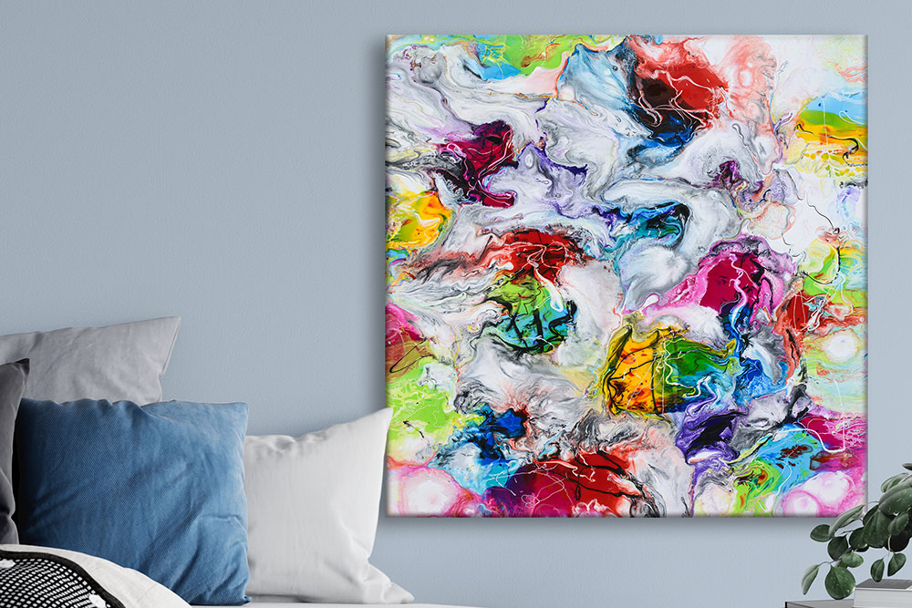 Colorful canvas painting for bedroom Mindful I