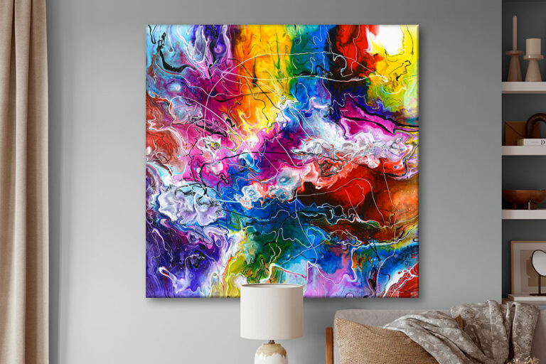 Abstract colorful canvas art for living room