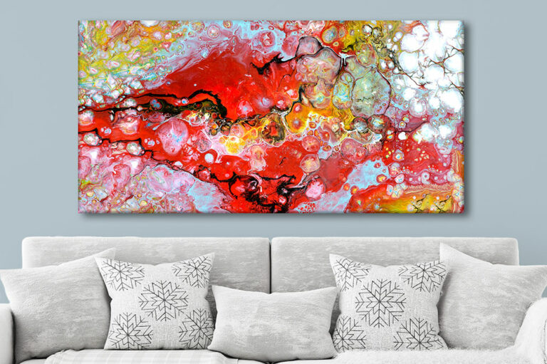 Colorful red abstract canvas art